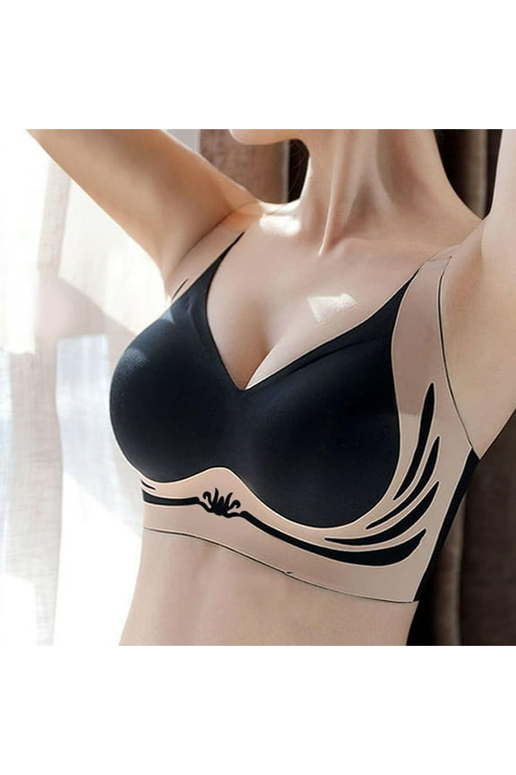 Black Bras for Womens Wireless Bra Super Gather Bra Anti Sagging Breasts Support Pushup Lifting Bras for Older Women