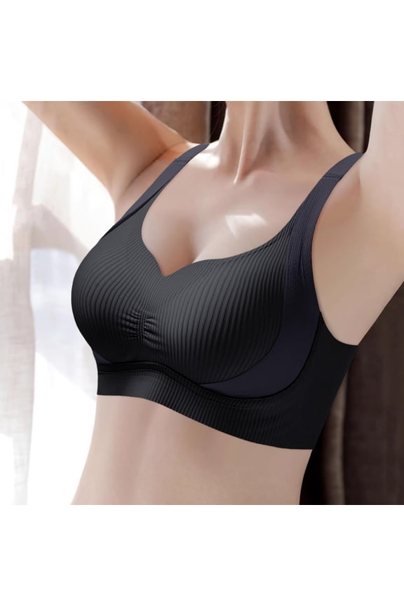 Black Bras for Womens Wireless Bra Super Gather Bra Anti Sagging Breasts Support Pushup Lifting Bras for Older Women