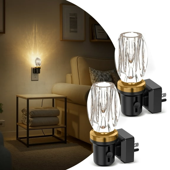 Black & Brass Hexagonal Crystal Night Light with Dimmer