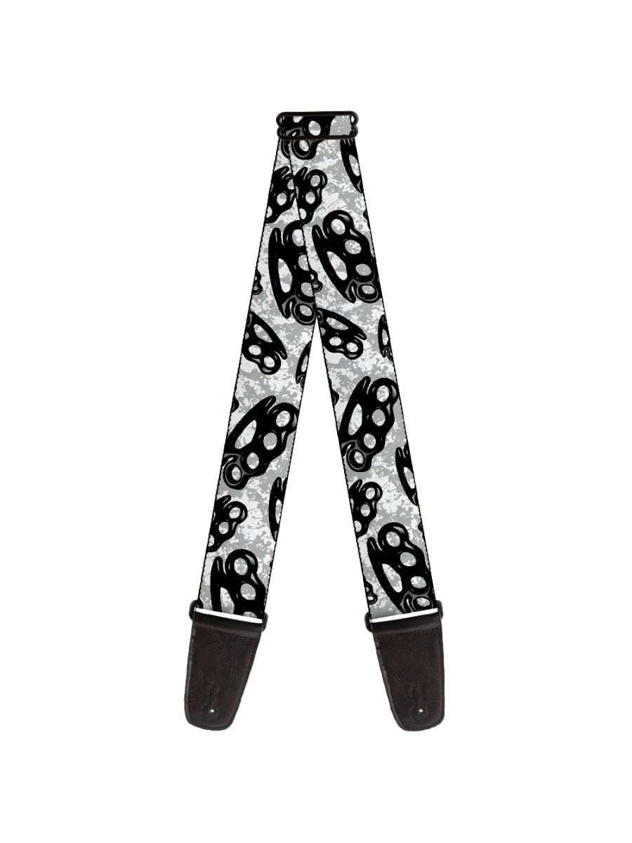 Black Brass Knuckles All Over Collage Guitar Strap