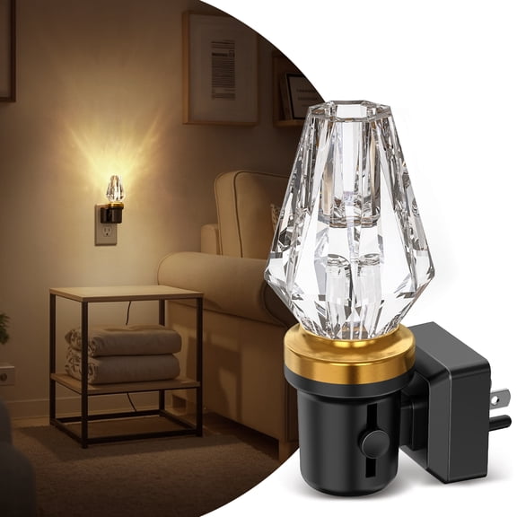 Black & Brass Octagonal Crystal Night Light with Dimmer
