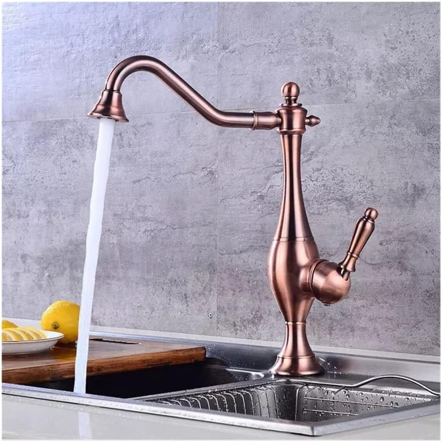 Black Brass Retro Teapot Type Kitchen Faucet - 360° Rotate Brushed Gold ...