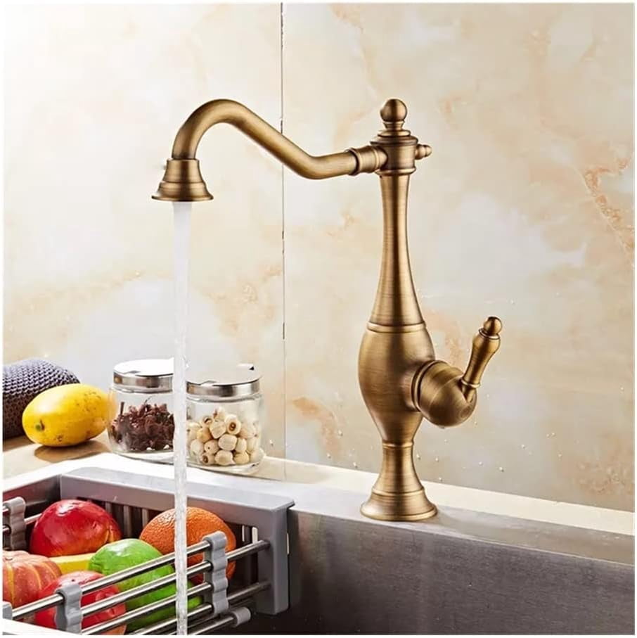 Black Brass Retro Teapot Type Kitchen Faucet - 360° Rotate Brushed Gold ...