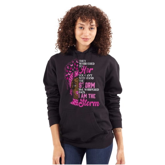 Black Breast Cancer I Am The Storm Women Plus Size Graphic Pullover Hoodie Brisco Brands 2X