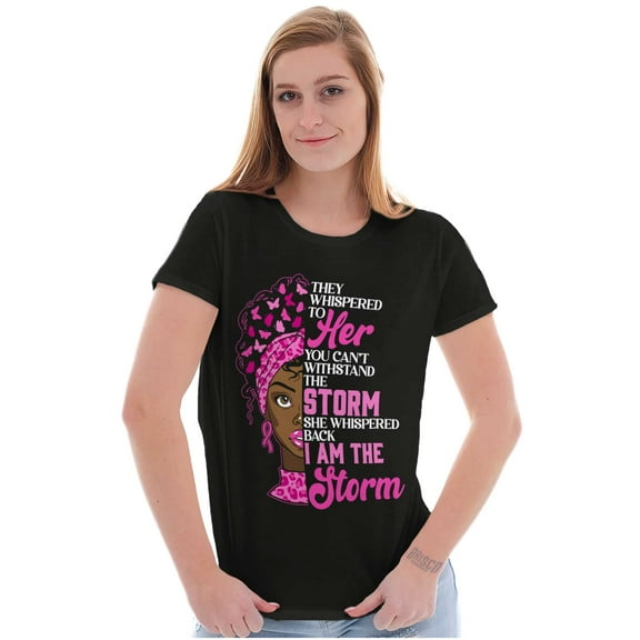 Black Breast Cancer I Am The Storm Womens Slim Fit Graphic Tee Brisco Brands S