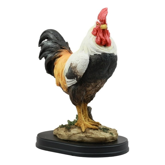Black Breasted Rooster Statue With Base 7"Tall Proud Country Chicken Figurine
