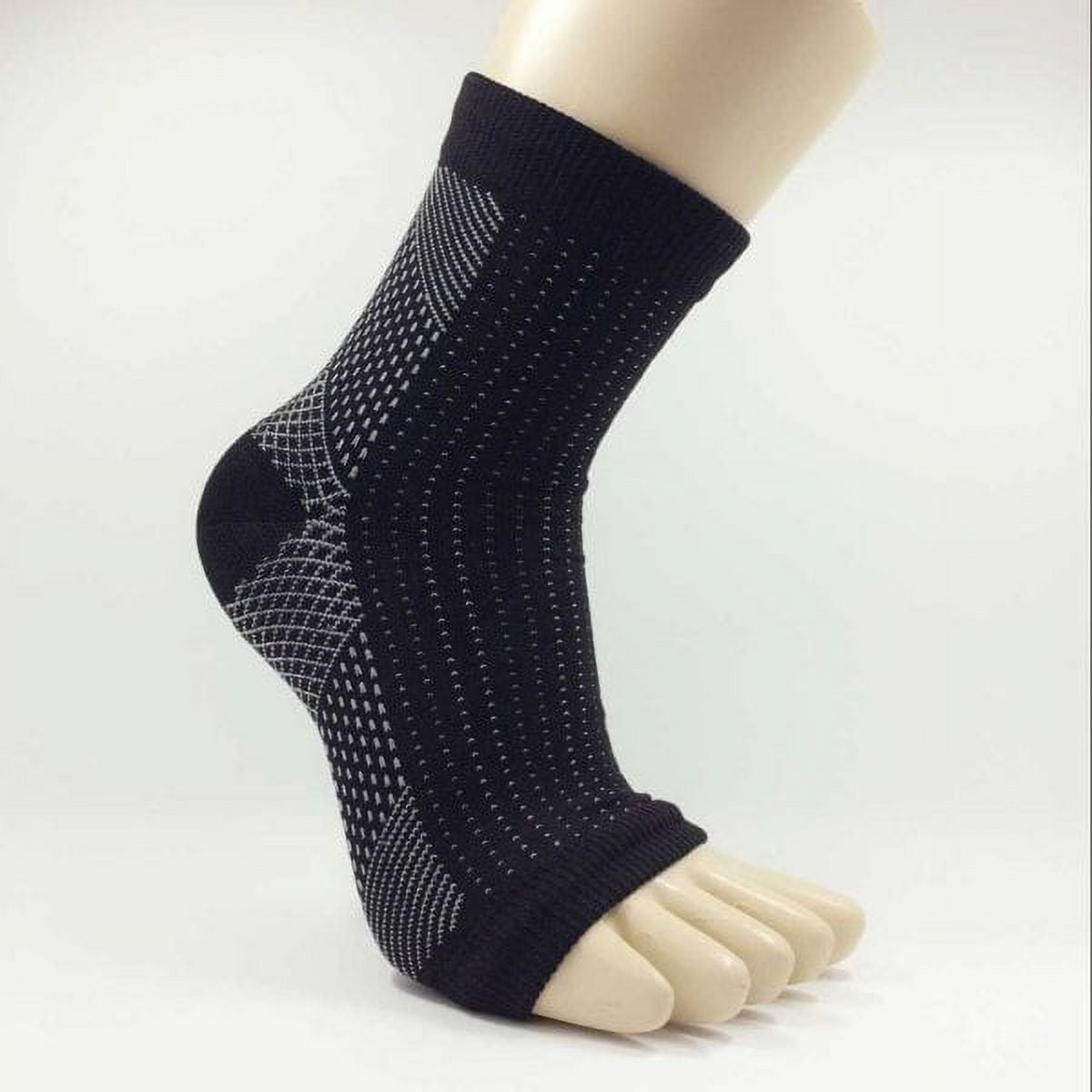 Black Breathable Ankle Compression Stockings Support Toe-less Ankle ...