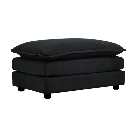 Black Breathable Chenille Modular Ottoman Footrest, Solid Wood Frame High-Density Sponge, Multi Sofa Combination Accent Foot Stool with Full Assembly Tools
