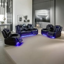 Black Breathing Leather 3-Piece Living Room Recliner Sofa Set