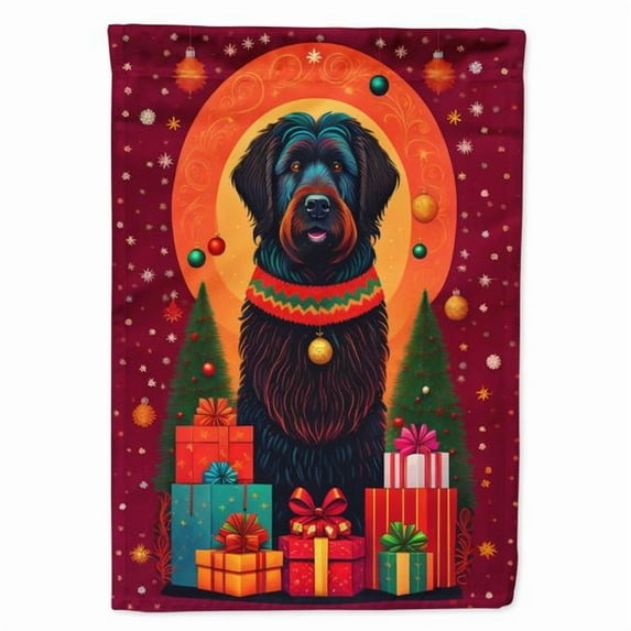 Black Briard Holiday Christmas House Flag