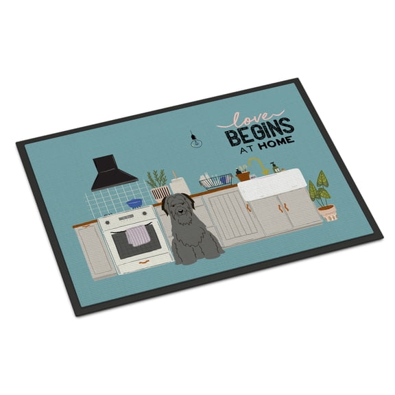 Black Briard Kitchen Scene Door Mat