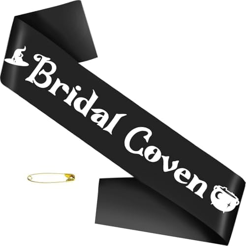 Black Bridal Coven Sash, Halloween Bride Bridesmaid Sash, Witchy, Halloween Themed Bachelorette, Engagement, Bridal Shower, Wedding Party Supplies, Accessories, Decorations