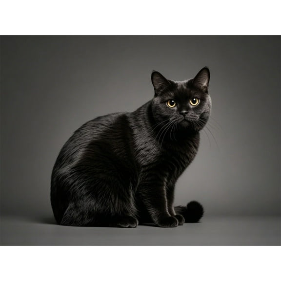 Black British Shorthair Cat Kitten Diamond Art 5D Diamond Painting DIY Kits Full Round Drill Rhinestones by Number Mosaic Arts and Crafts for Living Room Home Wall Decor 12x16 inch / 30x40cm