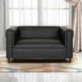 Black Broadway Faux Leather Loveseat Sofa Modern Design, Compact