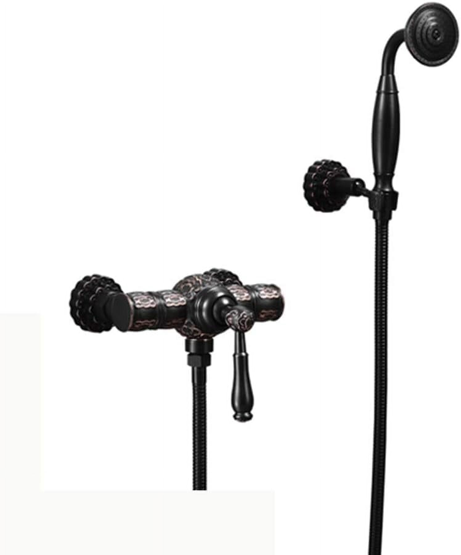 Black Bronze Shower Faucet Set Wall Mounted Bathroom Bathtub Faucet Vintage Handheld Shower Head, Single Handle