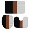 thumbnail image 1 of Black Brown Bath Mat 3 Piece Bathroom Rug Set, Contemporary Striped Boho Art Non Slip Bath Rug Contour Mat and Toilet Lid Cover, Absorbent Shower Mats Soft Bath Rugs and Mats Sets, 1 of 8