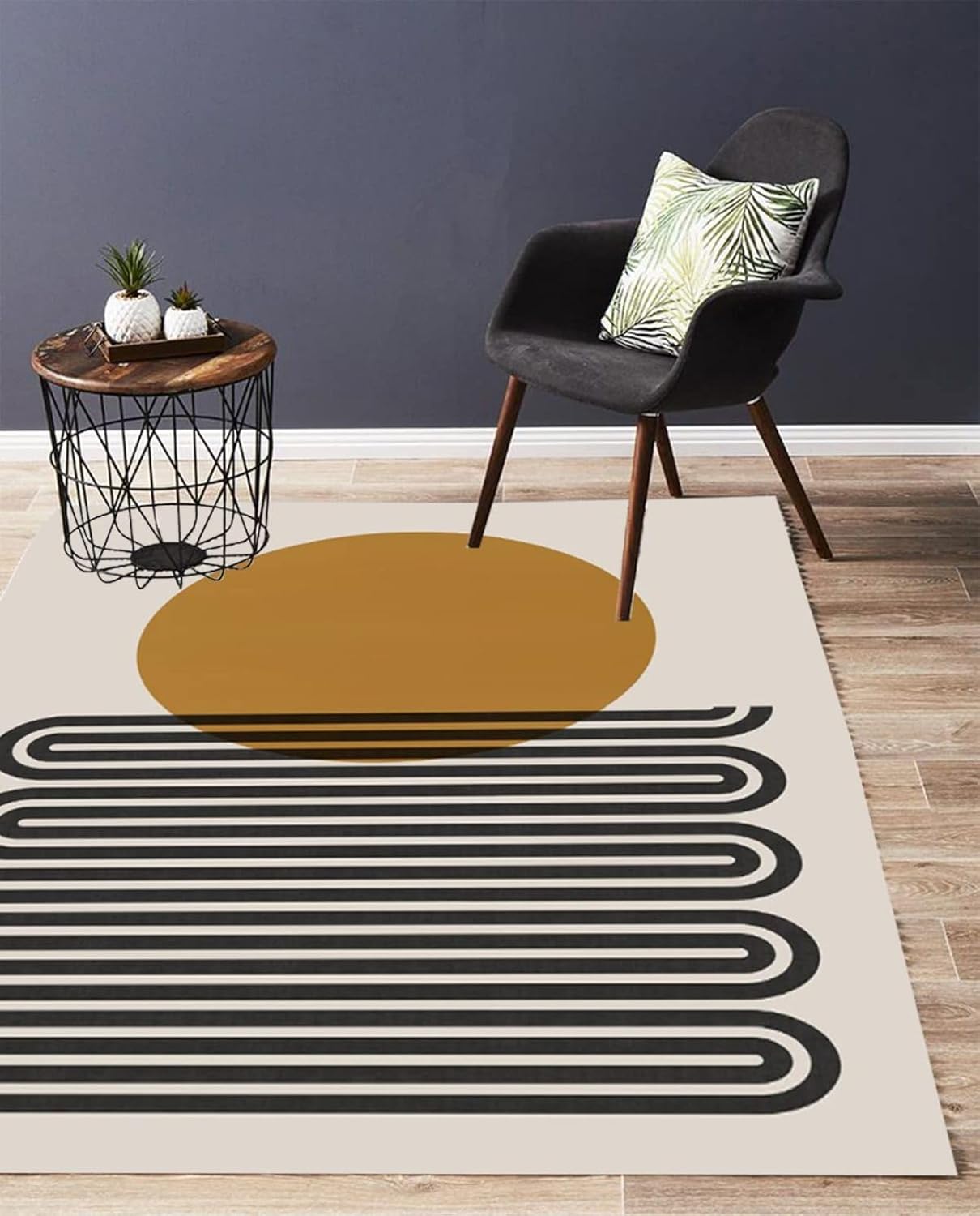 Black Brown Beige Kids Rugs, Minimalist Modern Abstract Rug, NonSlip