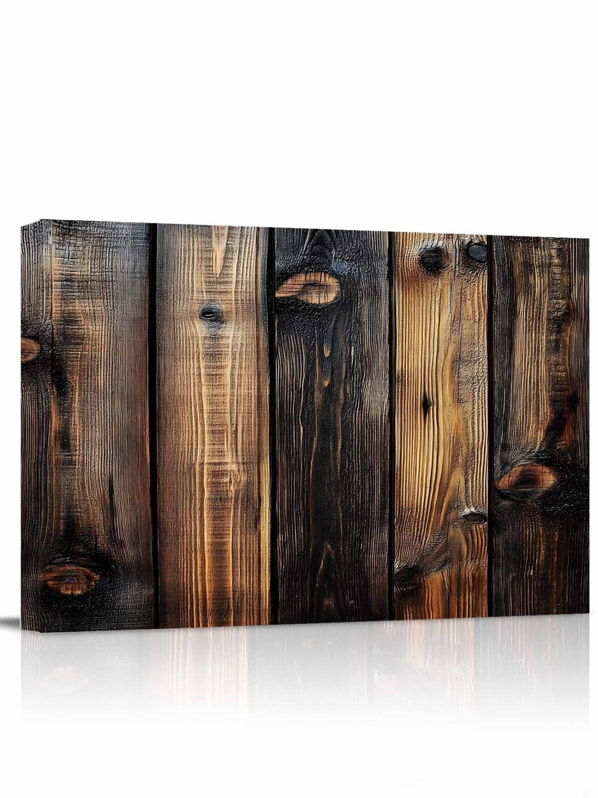 Black Brown Board Wall Art for Living Room,Canvas Picture Wall Decor