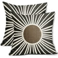 thumbnail image 1 of Black Brown Boho Pillow Covers 18x18 Set of 2 Bohemian Style Retro Abstract Geometry Outdoor Throw Pillows Farmhouse Decorative Pillowcase Linen Square Cushion Cover for Home Couch Sofa Bed, 1 of 6