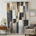 thumbnail image 1 of Black Brown Boho Sheer Curtains 45 Inches Long, Abstract Modern Geometric Art Light Filering Curtains, Breathable Simi Curtain Privacy Drapes for Kitchen Bathroom Lightweight Small Window Treatment, 1 of 9