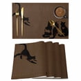 thumbnail image 1 of Black Brown Cat Placemats Set of 4 Retro Art Animals Rustic Place Mats Indoor Wipeable Table Mats Washable Cloth Dining Table Placemats for Kitchen Holiday Party Home Decor 13x19 Inch, 1 of 9