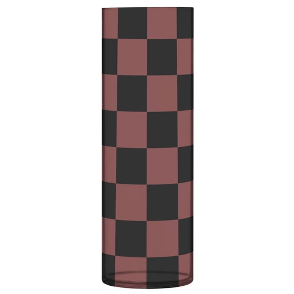 Black Brown Checked Pattern Vase Flower Vase Clear Unbreakable Plastic Tall Decorative 11.8in