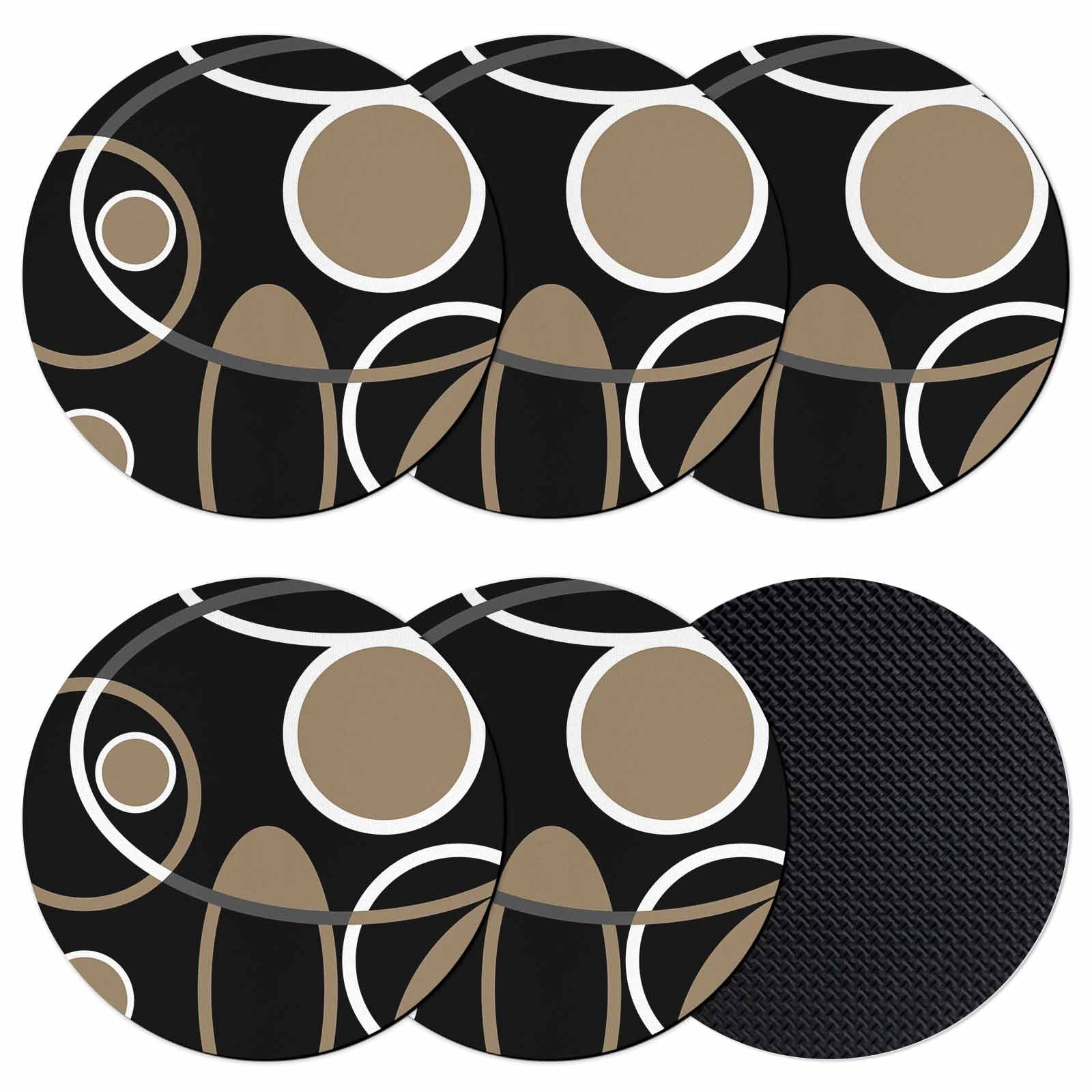 Black Brown Coasters Set of 6, Absorbent Coasters for Drinks, White ...