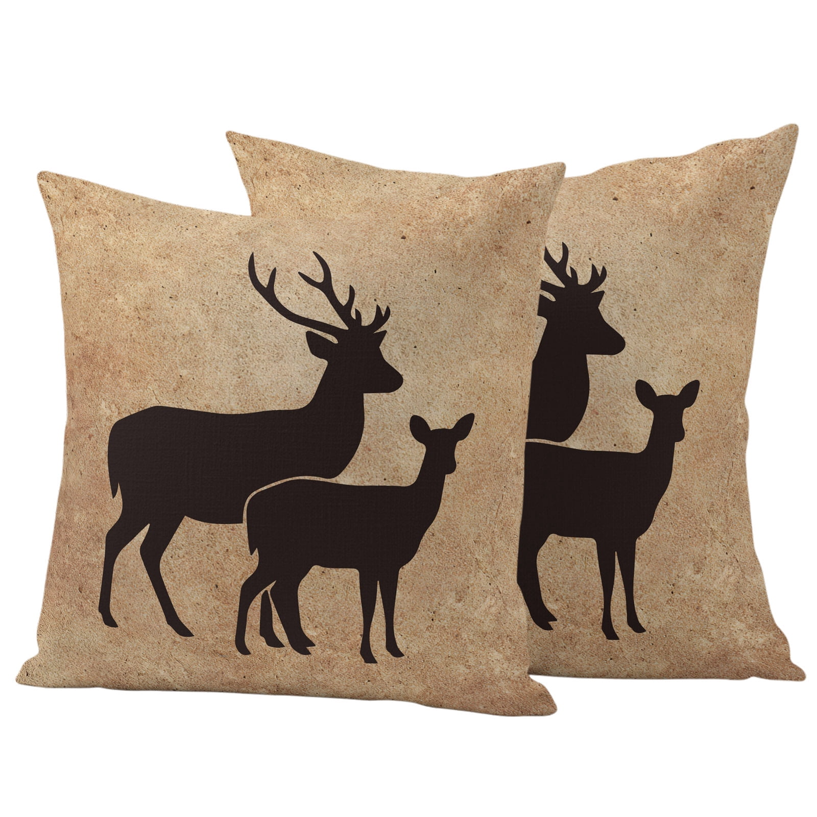 Black Brown Deer Outdoor Waterproof Pillow Covers, Vintage Art Animals ...