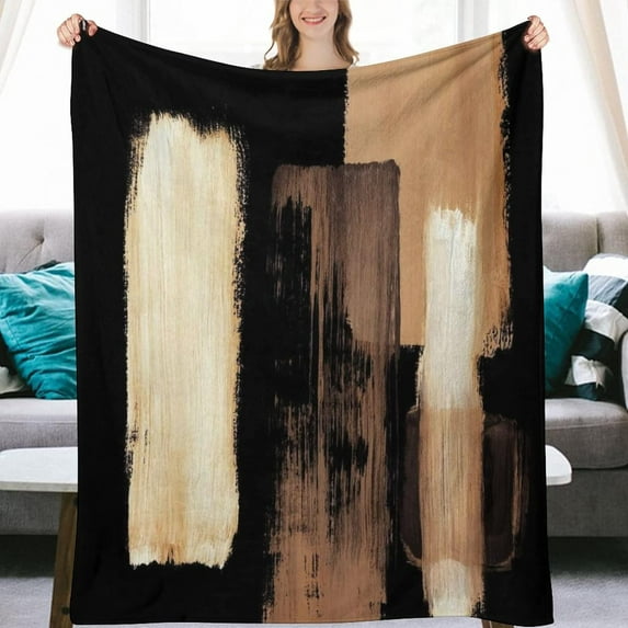 Black Brown Flannel Fleece Throw Blankets 50"X40" Lightweight Fluffy Winter Fall Blanket Cozy Soft Fuzzy Plush Home Decor for Couch Bed Sofa Bedroom Living Room Travel