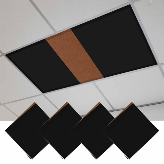 Black Brown Fluorescent Light Covers, Contemporary Boho Modern Art Magnetic Light Covers for Ceiling Lights, Fluorescent Ceiling Shade Filters for Classroom Bedroom Office 4x2Ft x 4PCS