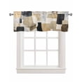 thumbnail image 1 of Black Brown Geometric Kitchen Valances for Windows Farmhouse Linen Window Valance Curtain for Living Room Window Treatment Modern Abstract Geometric Art Valance Rod Pocket Topper Drape, 54 x 18 Inch, 1 of 6