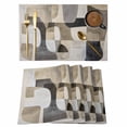 thumbnail image 1 of Black Brown Geometric Placemats Set of 6 Modern Abstract Textured Place Mats Indoor Wipeable Table Mats Washable Cloth Dining Table Placemats for Kitchen Holiday Party Home Decor 13x19 Inch, 1 of 9