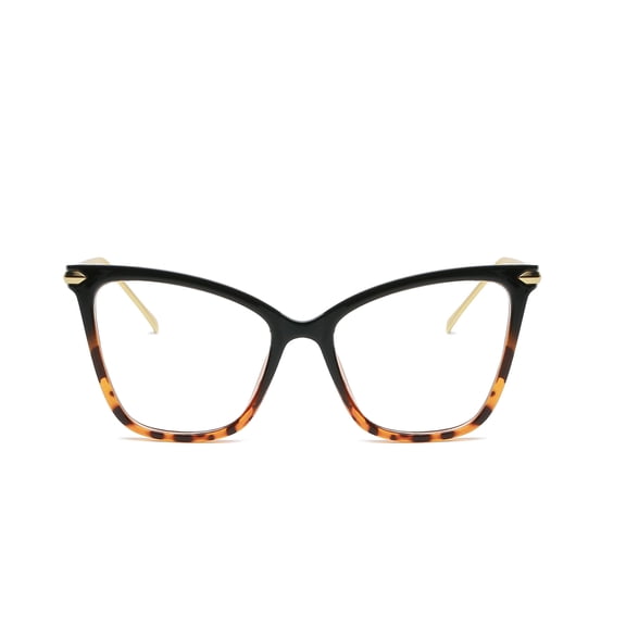 Black & Brown Gradient Frame Cat Eye Eyeglasses, Clear Lens - Trendy Eyewear for Women Daily & Casual Wear