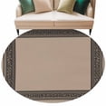 thumbnail image 1 of Black Brown Greek Key Large Area Rugs for Bedroom Living Room, Soft Non Slip Carpet Bedside Rug, Geometric Greece Ancient Farmhouse Geo Round Floor Cover Kitchen Accent Rug 6' for Dining Room/Office, 1 of 9