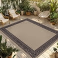 thumbnail image 1 of Black Brown Greek Key Outdoor Rug 4x6 Ft - Reversible Patio Rug Outdoor Camping Rugs, Geometric Greece Ancient Farmhouse Geo Indoor Outdoor Area Rugs, Non-Slip Outdoor Carpet Runner for Deck/Porch, 1 of 8
