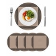 thumbnail image 1 of Black Brown Greek Key Round 13 Inch Placemats Set of 4, Geometric Greece Ancient Farmhouse Geo HeatResistant Non Slip Place Mats for Dining Table, Wipeable Braided Kitchen Table Mats for Housewarming, 1 of 9