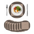 thumbnail image 1 of Black Brown Greek Key Round Placemats Set of 8 for Dinning Tables,Heat-proof Braided Table Mats 13 Inch,Geometric Greece Ancient Farmhouse Geo Washable Place Mat for Kitchen Restaurant Party Table, 1 of 9