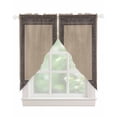 thumbnail image 1 of Black Brown Greek Key Swag Valances for Windows, Geometric Greece Ancient Farmhouse Geo Rod Pocket Sheer Valances for Windows, Swag Toppers Light Filtering for Kitchen Living Room 2 Panels 36''x63'', 1 of 6