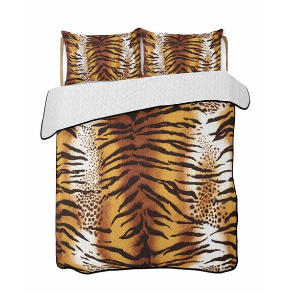 Black And Brown Leopard 3 Pieces Quilt Set, 1 Quilt with 2 Shams ...
