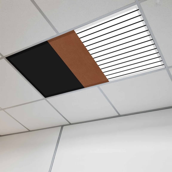 Black Brown Magnetic Fluorescent Light Covers for Ceiling Lights 2 x 4 Feet, Contemporary Striped Boho Art Office Classroom Kitchen Drop Ceiling Light Covers Lighting Filters Shade Panel 1 Pack