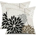 thumbnail image 1 of Black Brown Outdoor Pillow Covers 20x20 Inch Set of 2 White Gray Flower Throw Pillows Farmhouse Outdoor Modern Floral Polyester Square Cushion Case Decor for Living Room Sofa Patio Funiture Garden 01A, 1 of 6