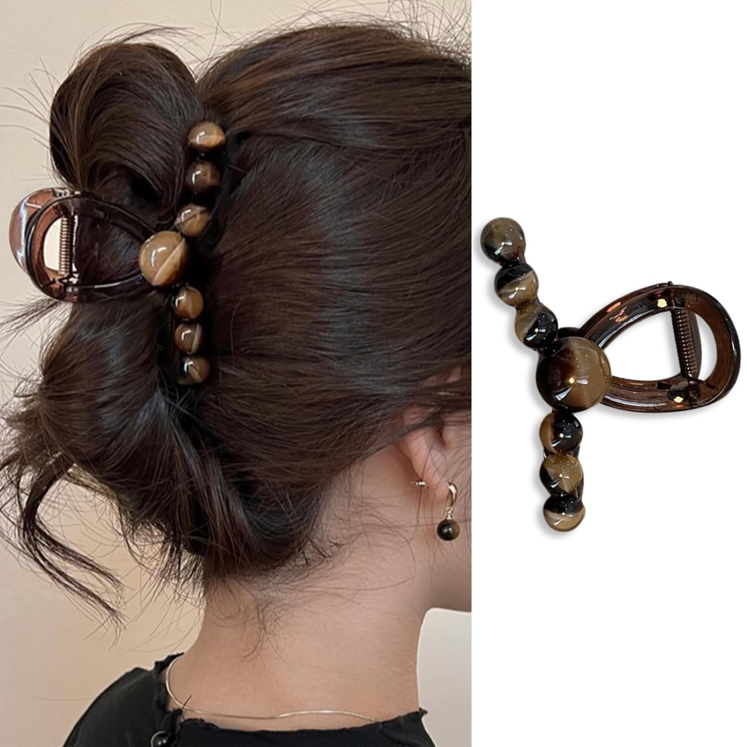 Black Brown Pearl Hair Claw Clips Elegant Small Pearl Hair Clips for