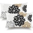 thumbnail image 1 of Black Brown Pillow Covers 12x20 Inch Set of 2 White Gray Flower Throw Pillows Farmhouse Outdoor Modern Floral Linen Square Cushion Case Decor for Living Room Sofa Patio Funiture Garden 002B12, 1 of 6