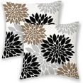 thumbnail image 1 of Black Brown Pillow Covers 20x20 Inch 2 Pcs,Modern Geometric Dahlia Decorative Throw Pillows for Couch,Summer Flower Outdoor Decor Pillowcase Square Cushion Cover Gift for Bed Car, 1 of 5