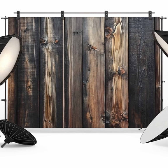 Black Brown Plank Backdrop for Photography, Fabric Photo Background Backdrop, Vintage Chic Wooden Grain Photo Booth Background for Portrait Photoshoot Video Wedding Studio Decoration Banner 7x5ft