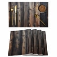 thumbnail image 1 of Black Brown Plank Placemats Set of 12 Vintage Chic Wooden Grain Place Mats Indoor Wipeable Table Mats Washable Cloth Dining Table Placemats for Kitchen Holiday Party Home Decor 13x19 Inch, 1 of 9