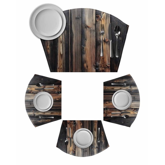 Black Brown Plank Round Table Placemats Set of 2 Wedge Placemats ...