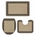 thumbnail image 1 of Black Brown Retro Greek Key Bath Mat 3 Piece Bathroom Rug Set, Geometric Greece Ancient Rustic Non Slip Bath Rug Contour Mat and Toilet Lid Cover, Absorbent Shower Mats Soft Bath Rugs and Mats Sets, 1 of 8