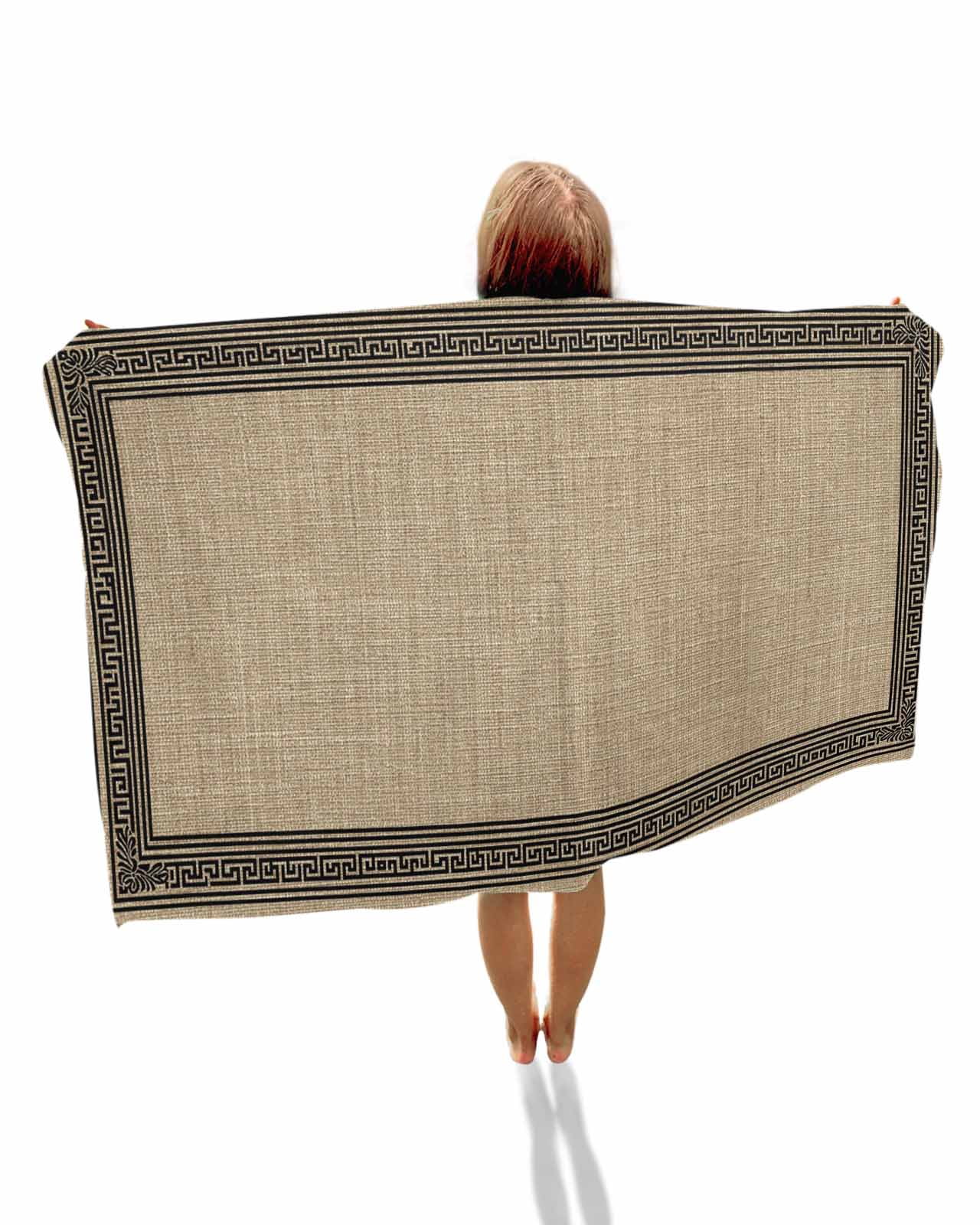 Black Brown Retro Greek Key Beach Towels Oversized Super Absorbent,Geometric Greece Ancient Rustic Lightweight Bath Towel Quick Dry Sets For Bathroom/Pool/Rv Camping/Beach Play/Gym Room 35"x70"