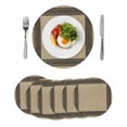 thumbnail image 1 of Black Brown Retro Greek Key Round Placemats Set of 6 for Dinning Tables,Heat-proof Braided Table Mats 13 Inch,Geometric Greece Ancient Rustic Washable Place Mat for Kitchen Restaurant Party Table, 1 of 9